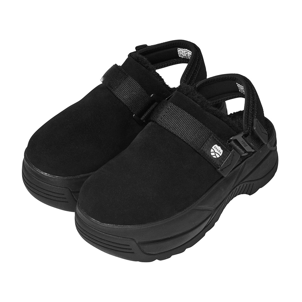 【新品】shaka シャカ ムートン サンダル　ブラック SHAKA 厚底クロッグサンダルSNUG CLOG MOUTON CHUNKY [レディース