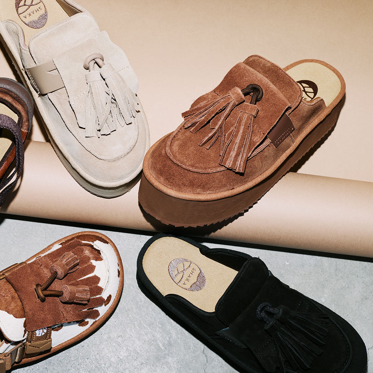 SHAKA キルトタッセル付き厚底ミュールサンダルTASSEL LOAFER MULE