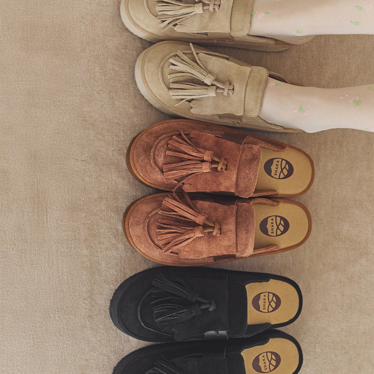 SHAKA キルトタッセル付き厚底ミュールサンダルTASSEL LOAFER MULE